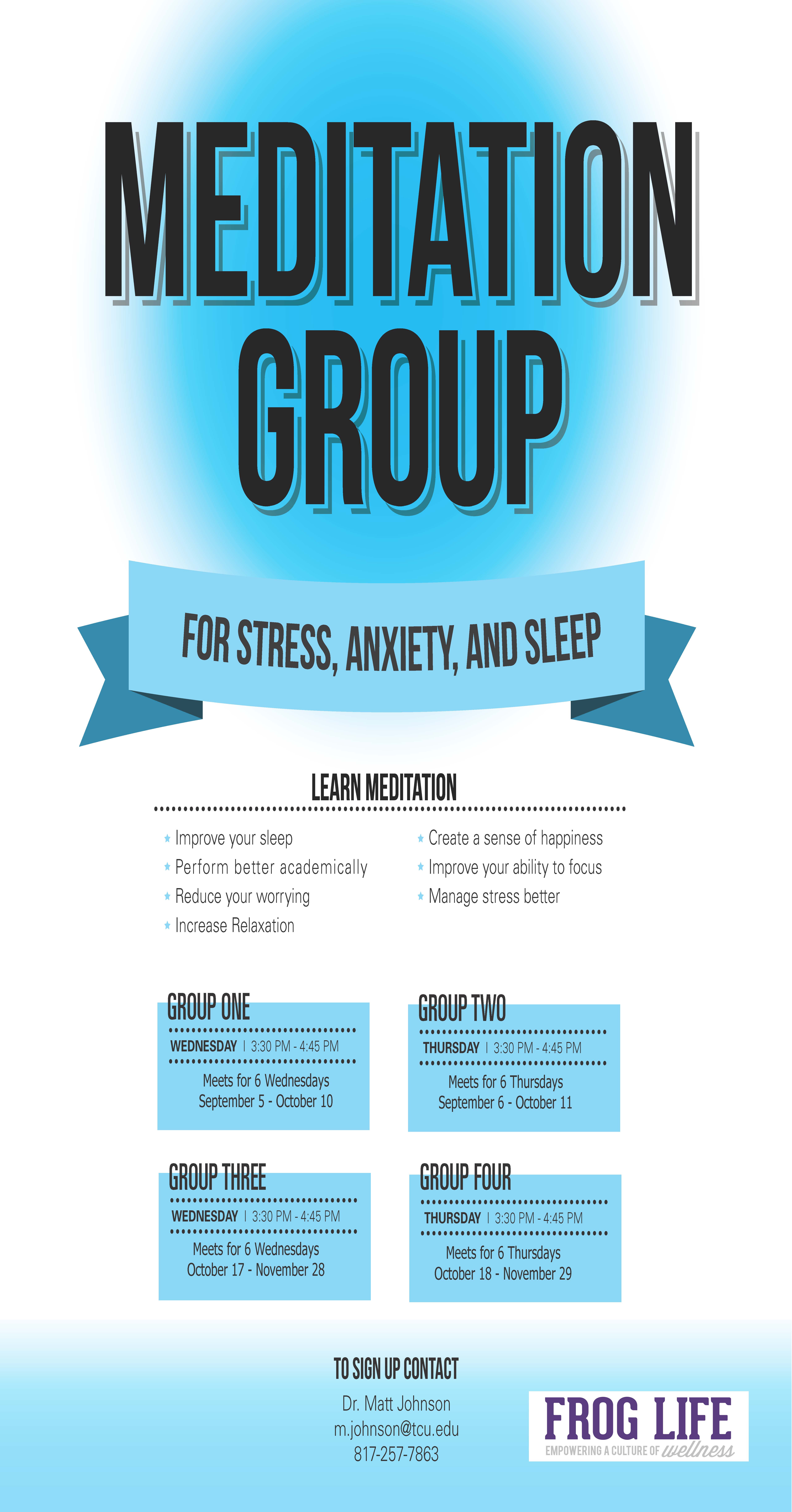 What2DoTCU Meditation Group for Stress, Anxiety, and Sleep