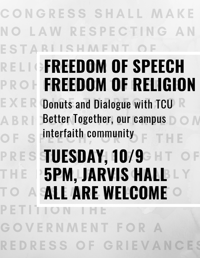 Freedom of Speech and Religion flyer fall 2018