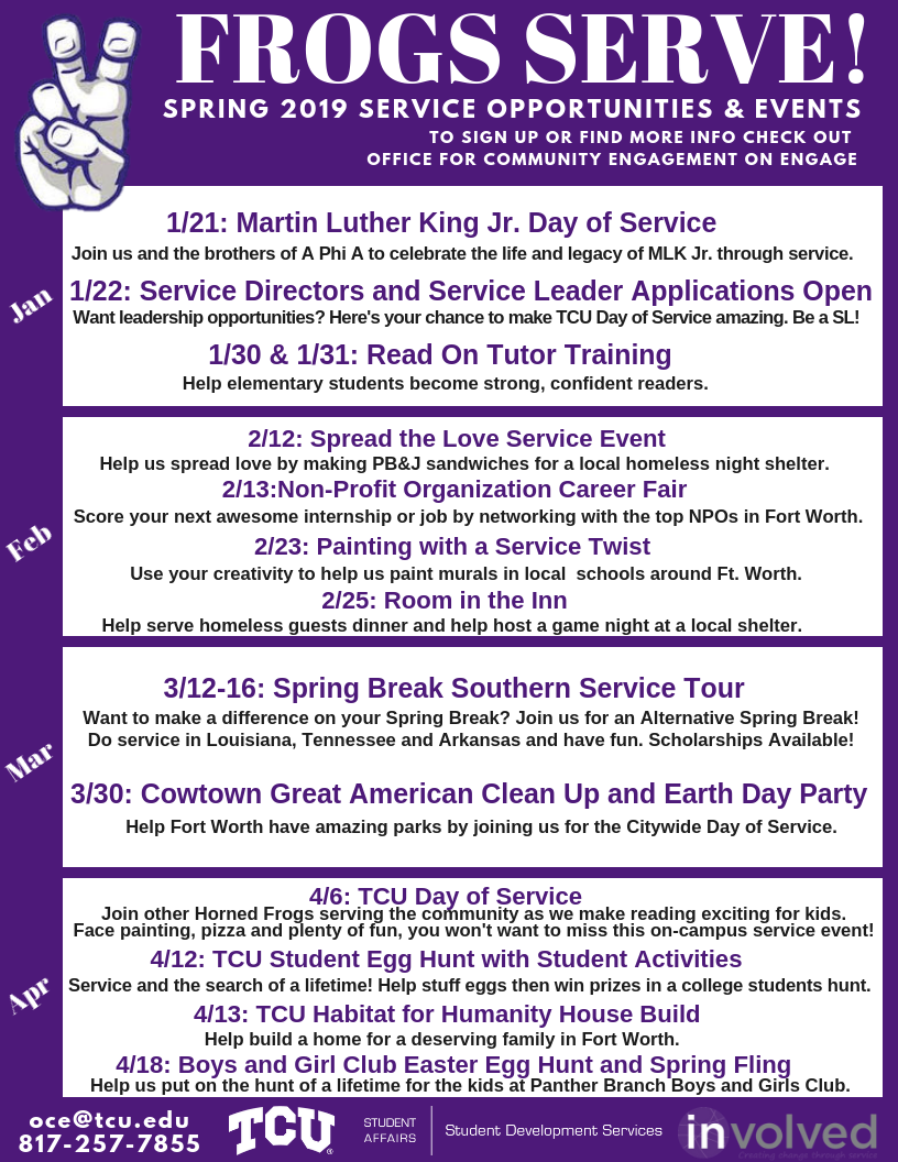 Spring Semester Service Events 2019