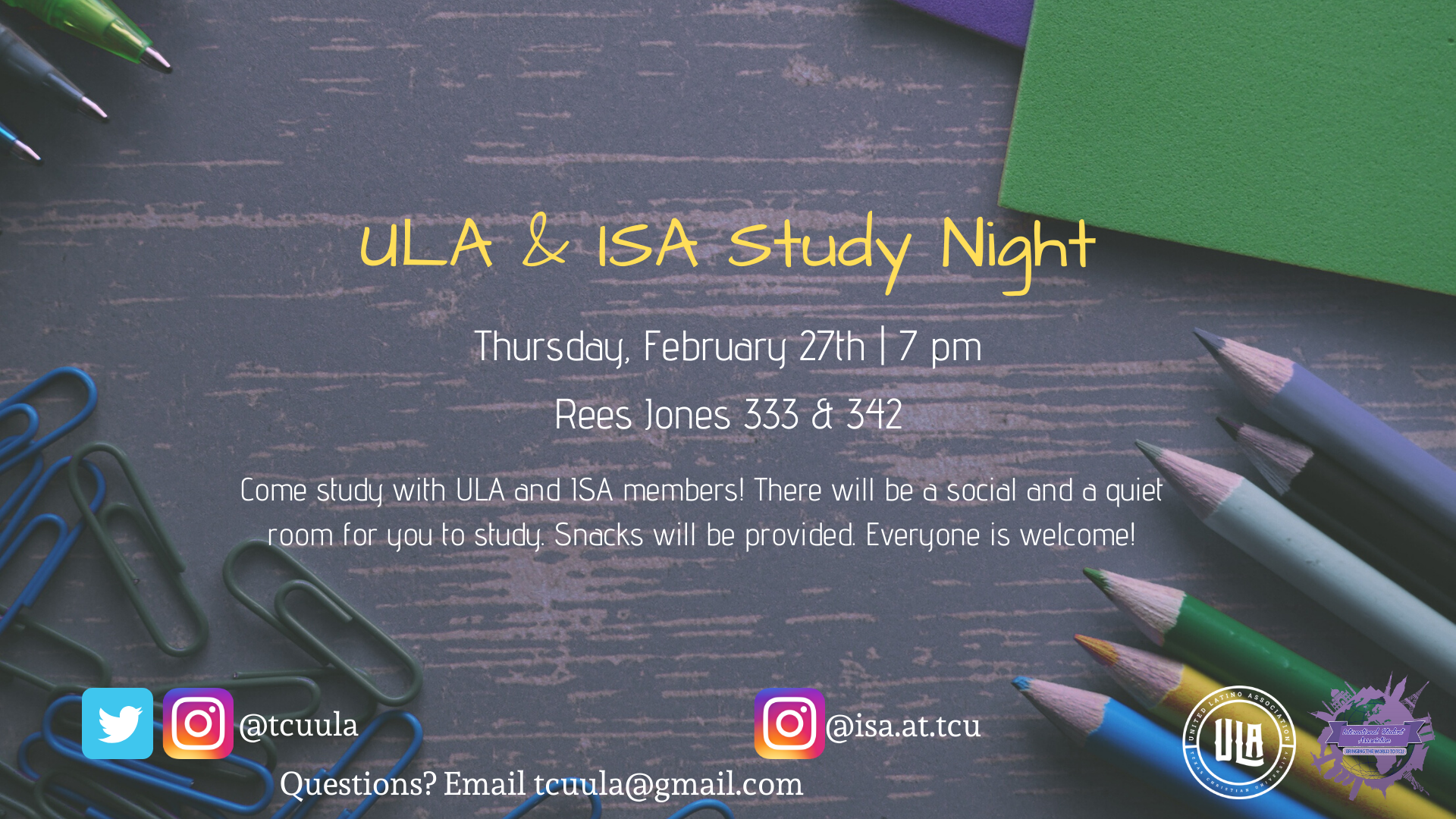 ULA and ISA Study Night