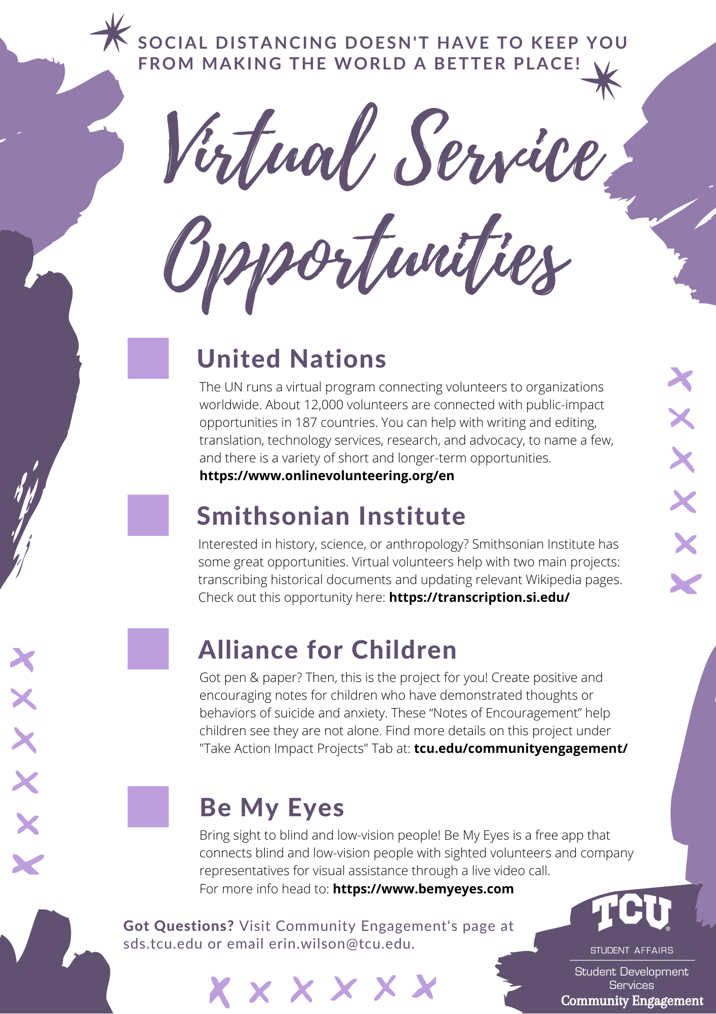 Virtual Service Opportunities Checklist List SP 2020
