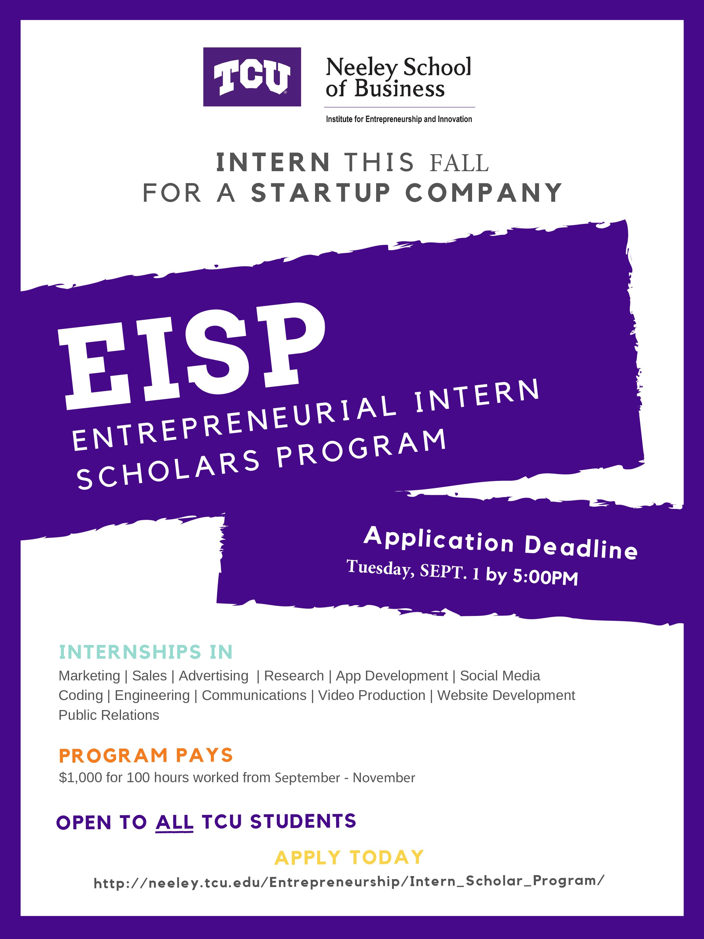 EISP Internship Flyer Fall 2020