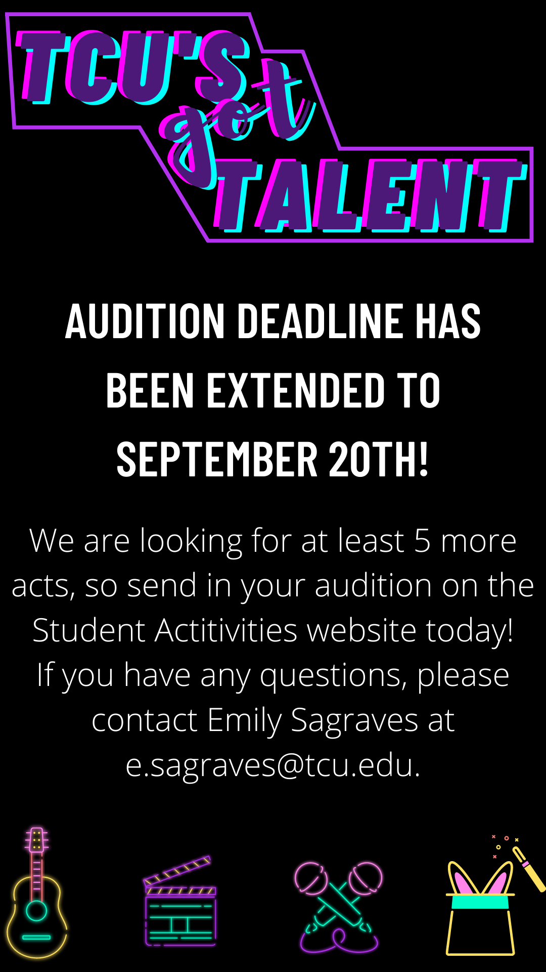 Audition deadline has been extended!