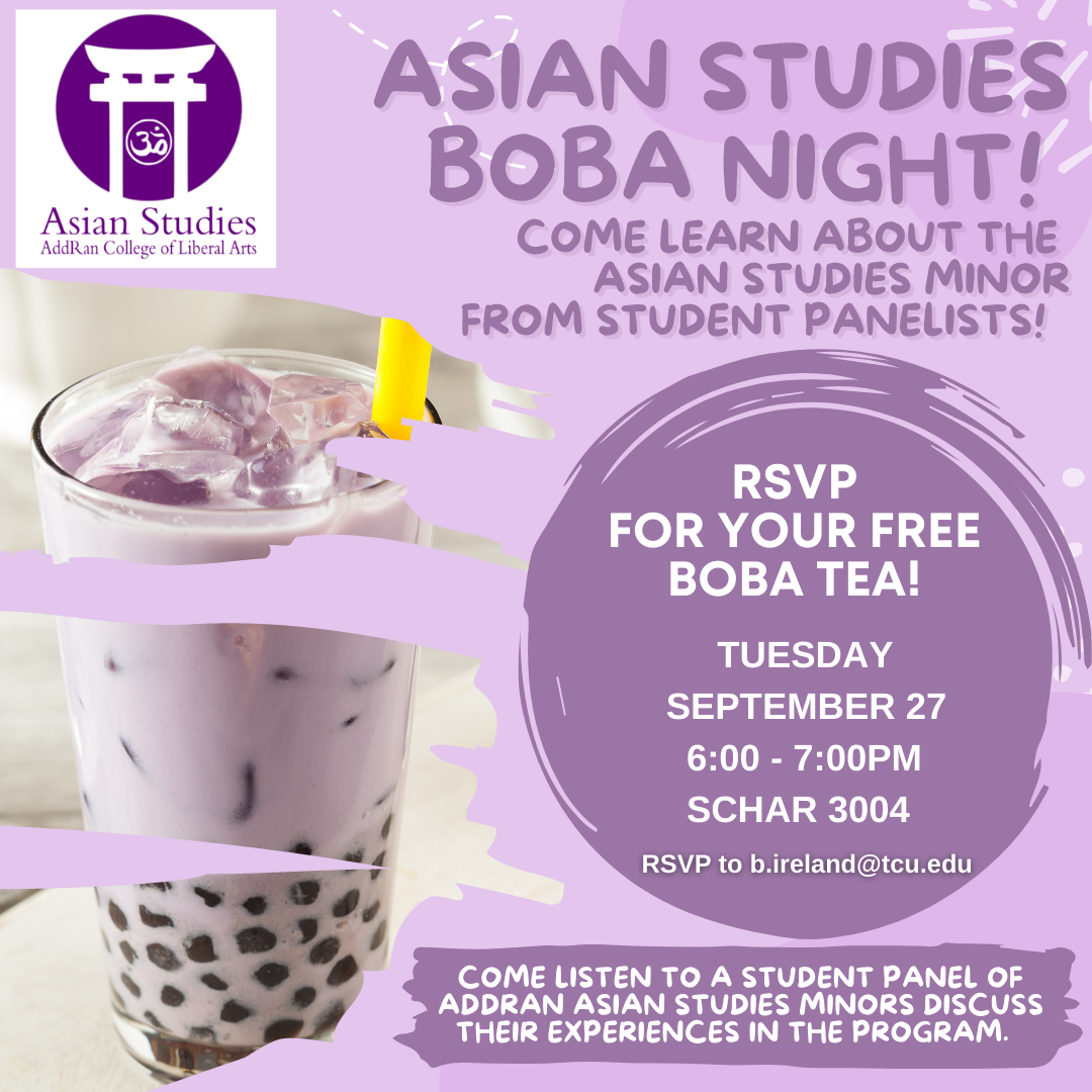 Asian Studies Boba Recrutiment Night (Sept 27 2022)