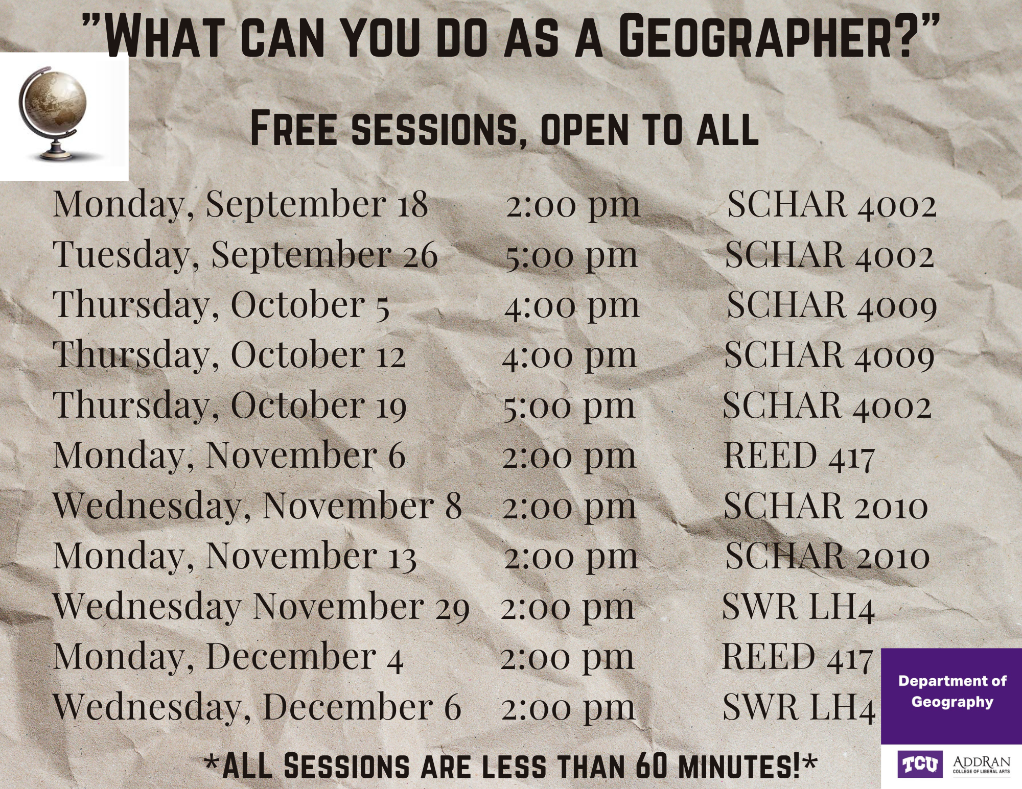 Fall 23 Sessions Schedule
