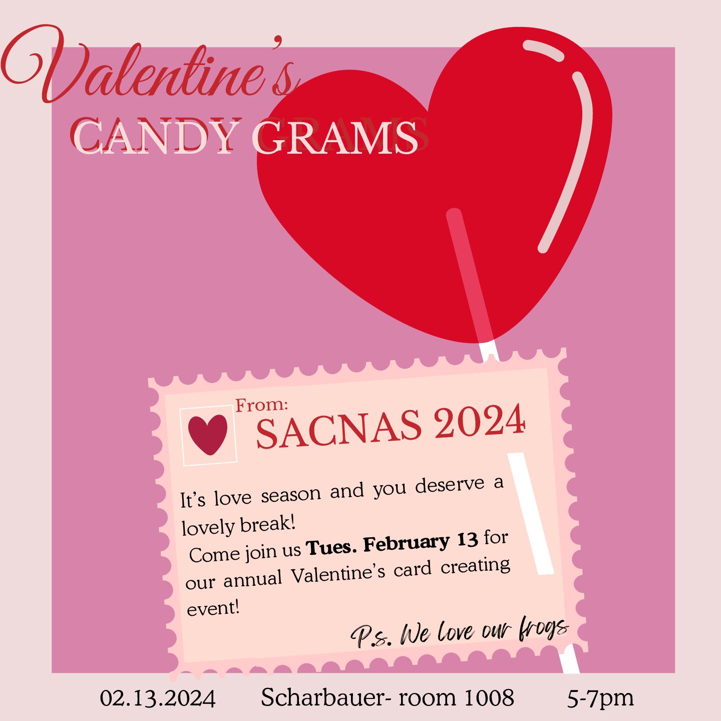 Its love season! Come gift your other-half a candy gram and join us Tues. Febuary 13 for our card decorating event!