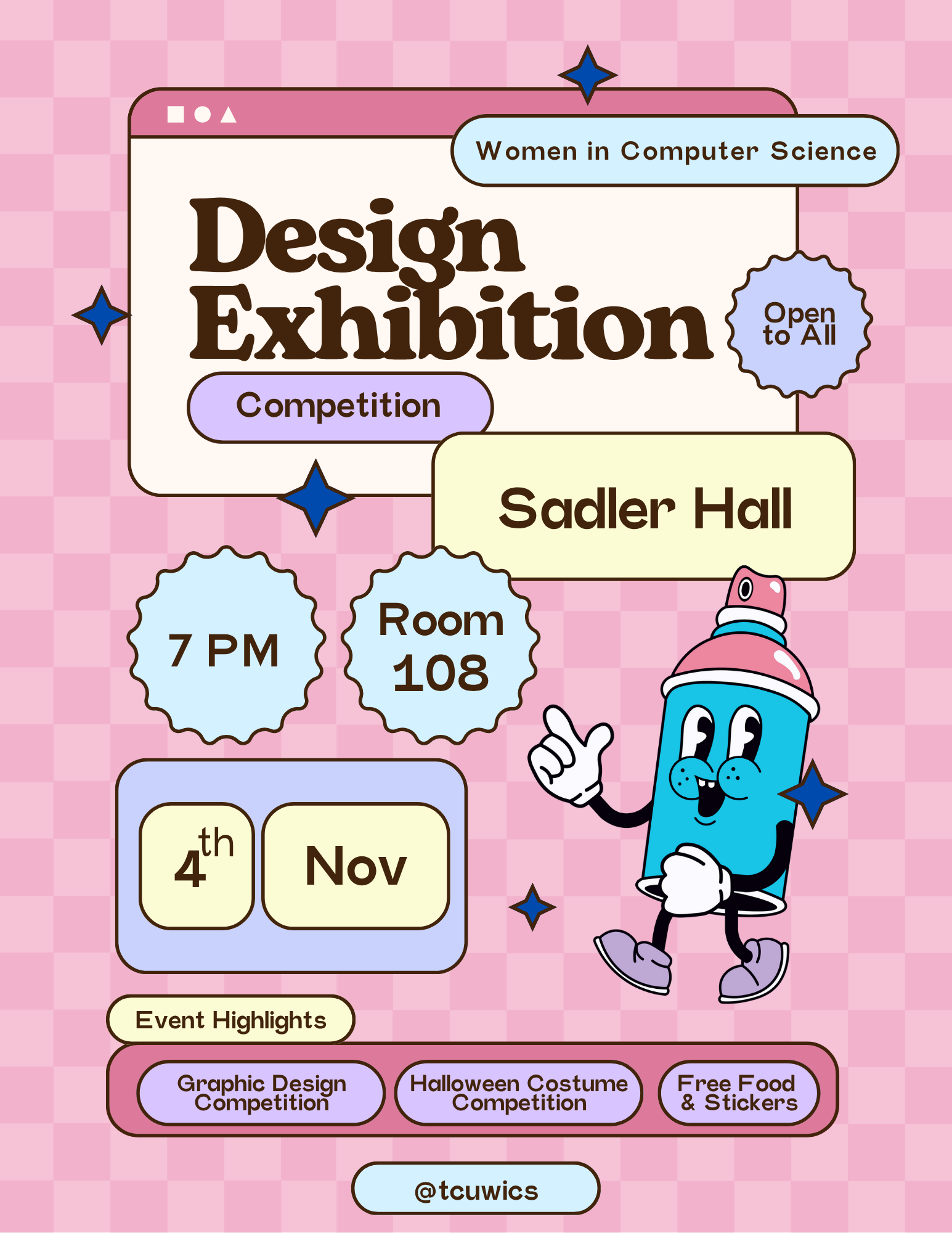 Pink Blue Retro Design Exhibition Flyer (1)