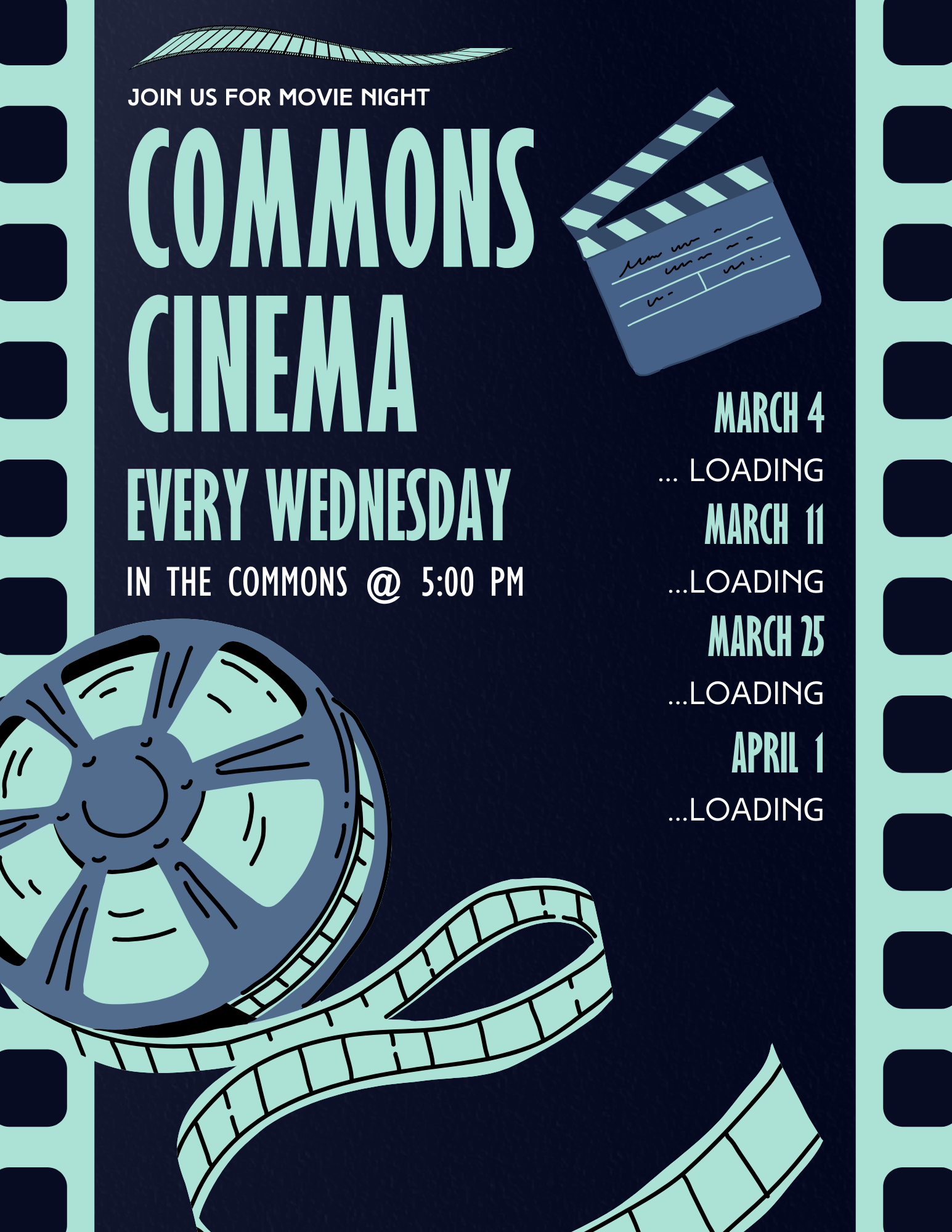 Blue and Green Bold Movie Night Flyer