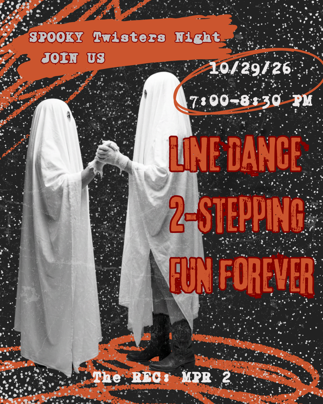 Black White Orange Retro Halloween Party Instagram Post